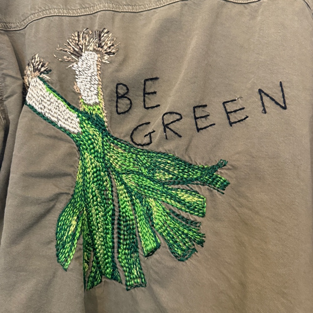 Zara military green ‘Be Green’ long jacket size medium - Picture 3 of 4